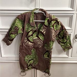 Boho Brown and Green Patterned Kid’s Daishiki 2-5 years old